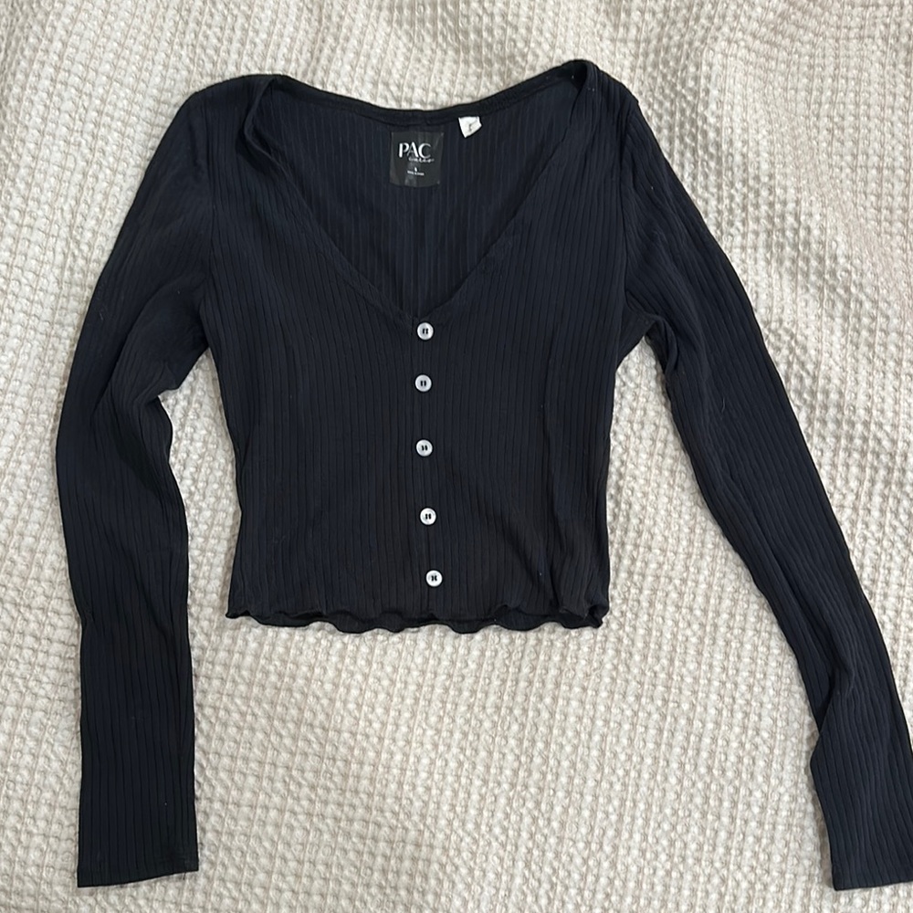 Women's Black Button-Up Top